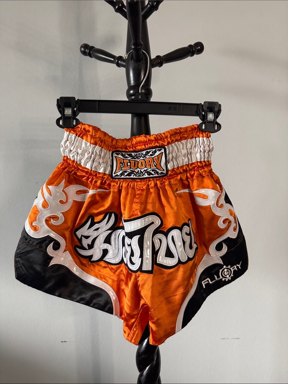 FLUORY Orange Satin Muay Thai Shorts
